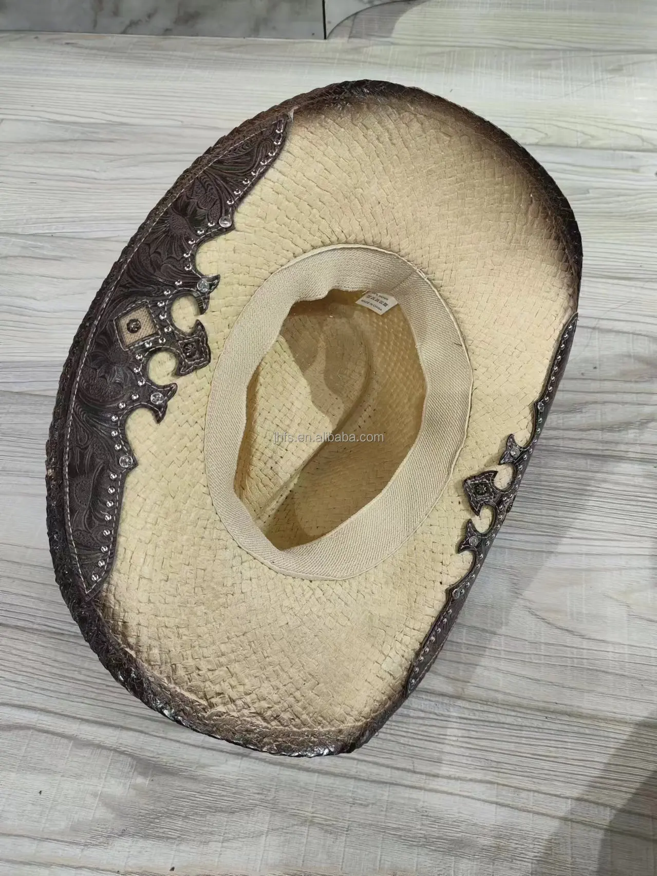 High Quality 58cm Straw Cowboy Hat for Women Handmade  display picture 2