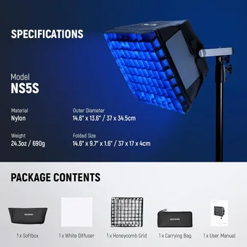 NEEWER 14.6"x13.6"/37x34.5cm  Upgraded Softbox Diffuser for RGB1200 LED Video Light Panel product image