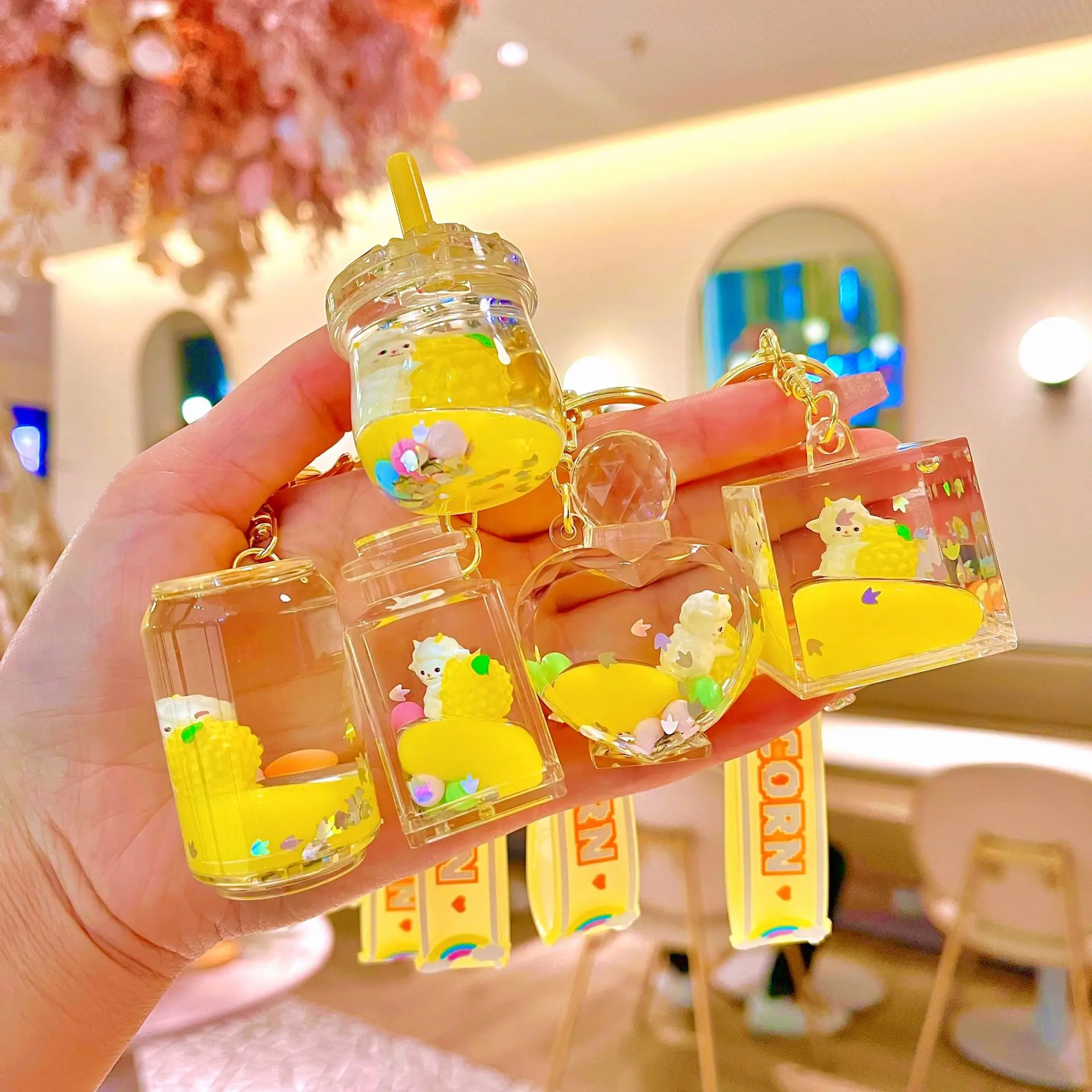 Wholesale Cartoon Yellow Key Holder Accessories Crystal Bag Pendant Car ...