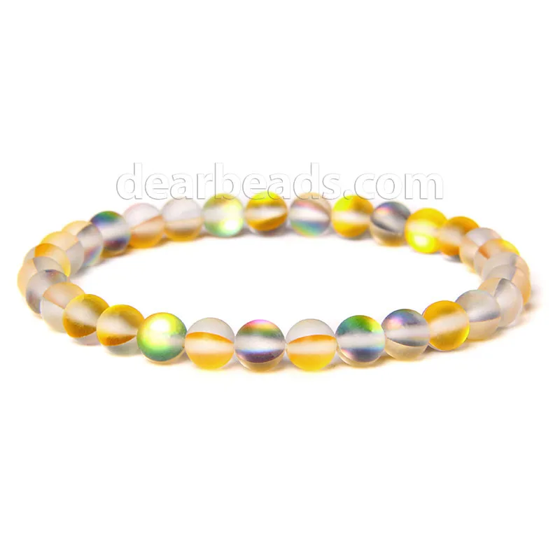 Multi Colors Matte Mystic Aura Quartz Beaded Bracelet Crystal Beads for Jewelry Making 6mm 8mm 10mm