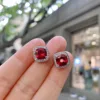 Red corundum ear studs