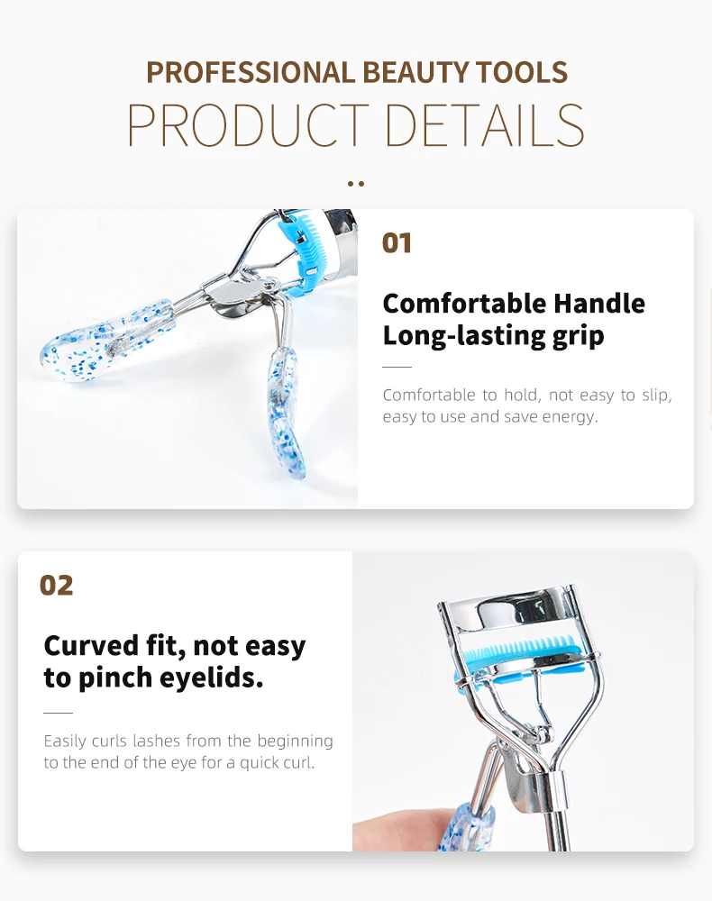 Most Popular Makeup Tools Custom Glitter Plastic Handle Eyelash Curler