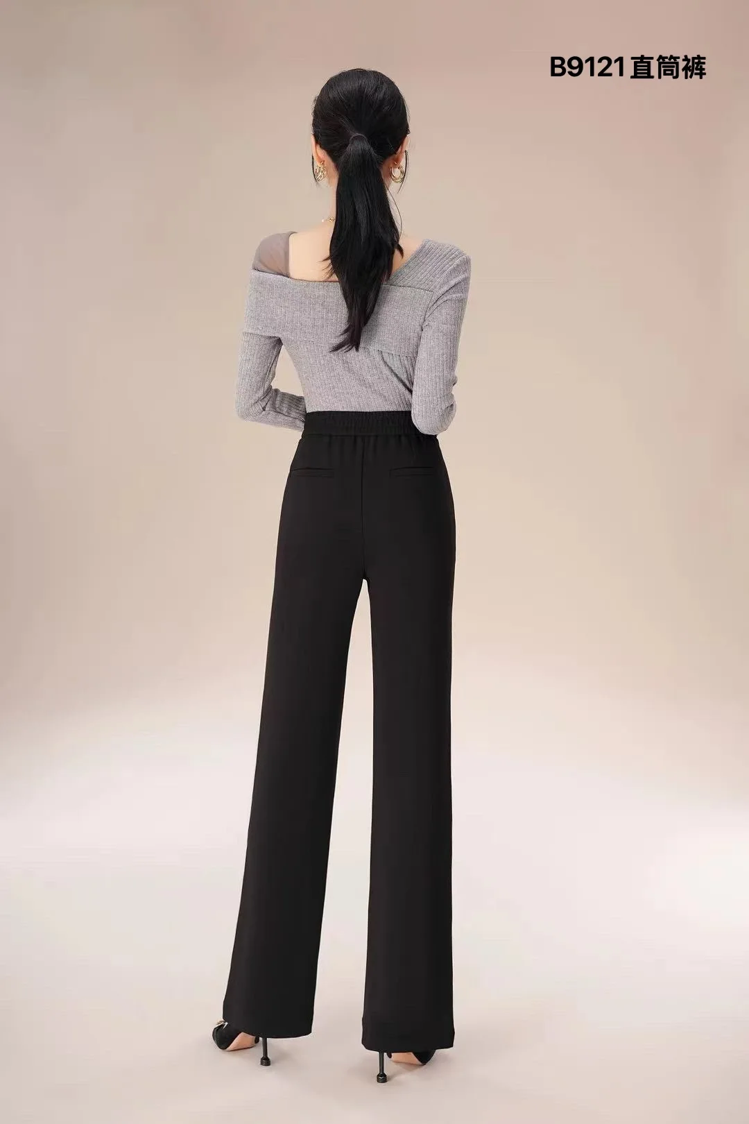 2025 Autumn-Winter Collection - New Loose Straight High-Waist Casual Pants in Size - Slim Fit Design with Solid Pattern