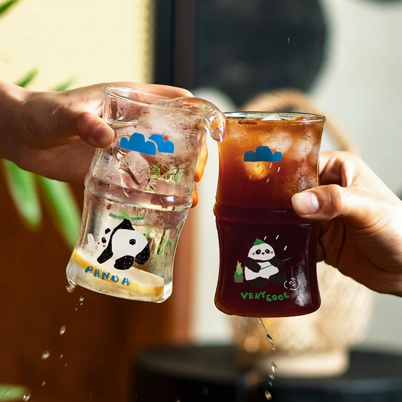 Bamboo Glass Cup Fun Cartoon Giant Panda Water Cup Home Creative Cute Coffee Milk Cup