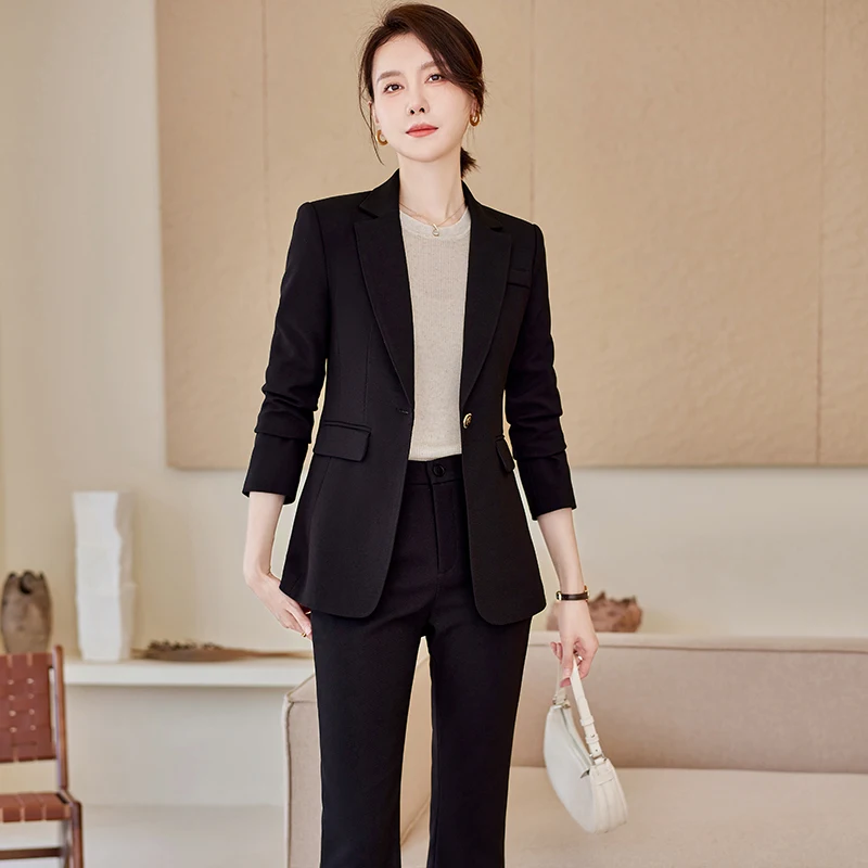 Dames Pak 2-Delig Casual Pak Dames Elegant Professioneel Slank Enkele Rij Knopen Kantoorwerk Jas Mode Gestreept Feest Diner Schoolfeest Bruiloft Blazer Broek,With navy,XS