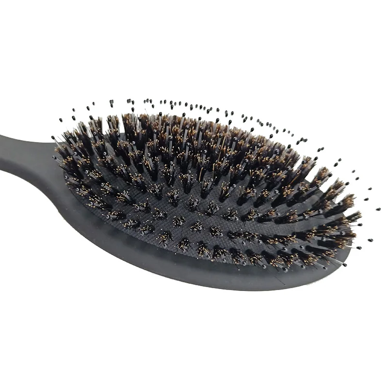 Custom Logo 100% Natural Boar Bristle Wet Detangling Paddle Hair Brush ...