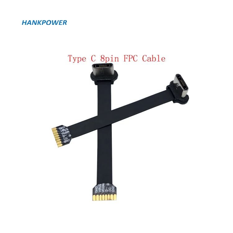 USB C to 8 Pin Injection Mold Flat FPC FPV Cable Type C T Shape Male Wireless Charging Plug With FPC Flexible Row Cable