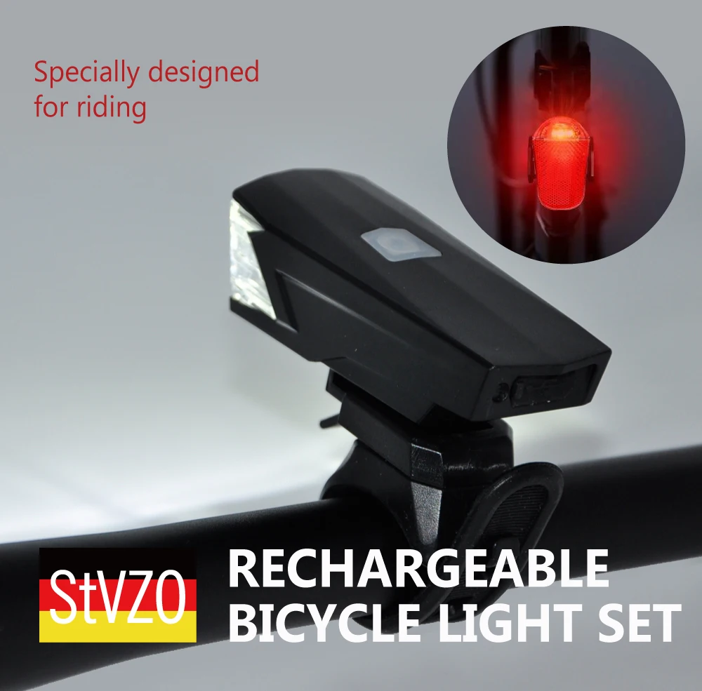 German StVZO Waterproof usb rechargeable bicycle led rear head tail handle bar lights set silicone bike accessories light supplier