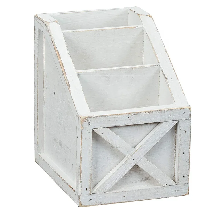 Домашний Настольный белый деревенский винтажный деревянный Органайзер с дистанционным управлением и 3