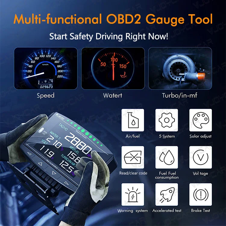 Lufi X1 Revolution OBD2 Smart Digital Car Gauge RPM Multi Meter Turbo Alarm OBD Car Alarms for Automotive