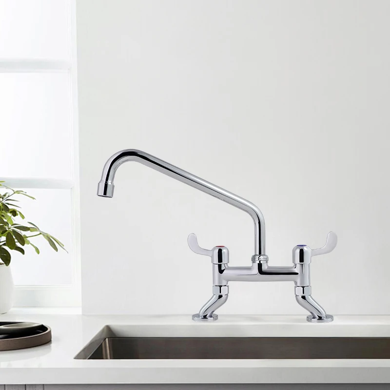 Contemporary 10-Inch Dual Handle Stainless Steel Kitchen Faucet Modern Double-Hole Hot Cold Water Purifier Own Basin Faucets supplier