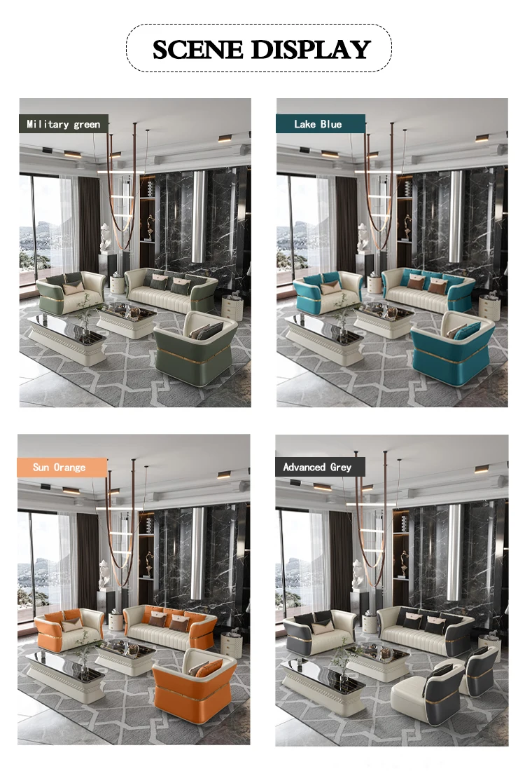Light Luxury Leather Sofa Set Living Room Modern Sectionals Couch ...