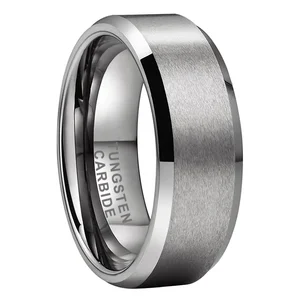 Coolstyle Jewelry 8mm Wholesale Beveled Matte Finish Fashion Engagement Wedding Band Tungsten Carbide Ring for Women Men