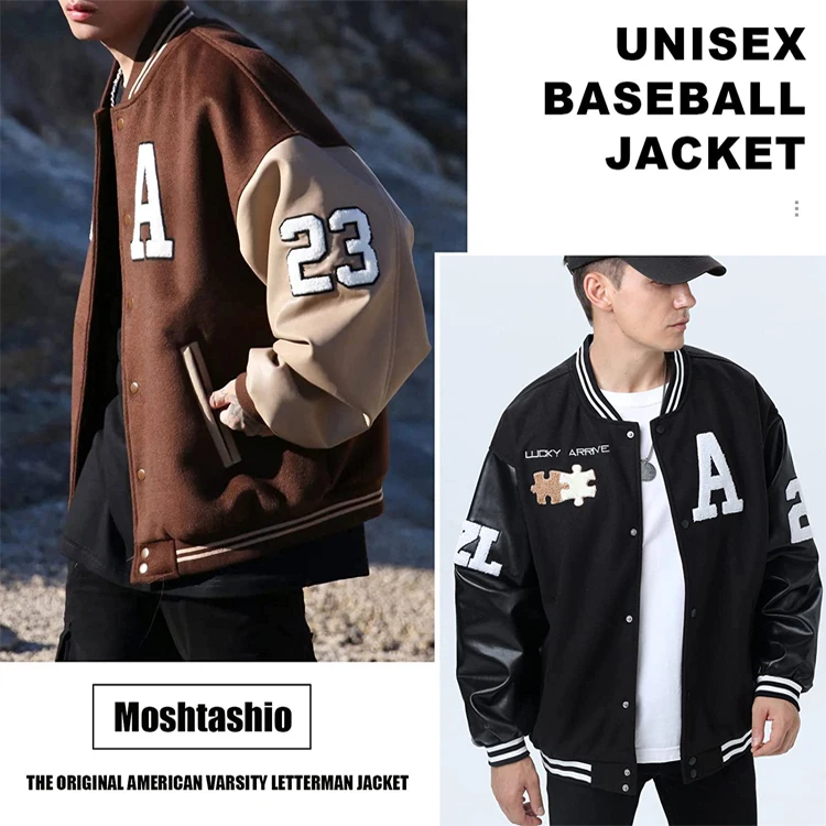 : Mens Varsity Baseball Jacket Bomber Coats Vintage