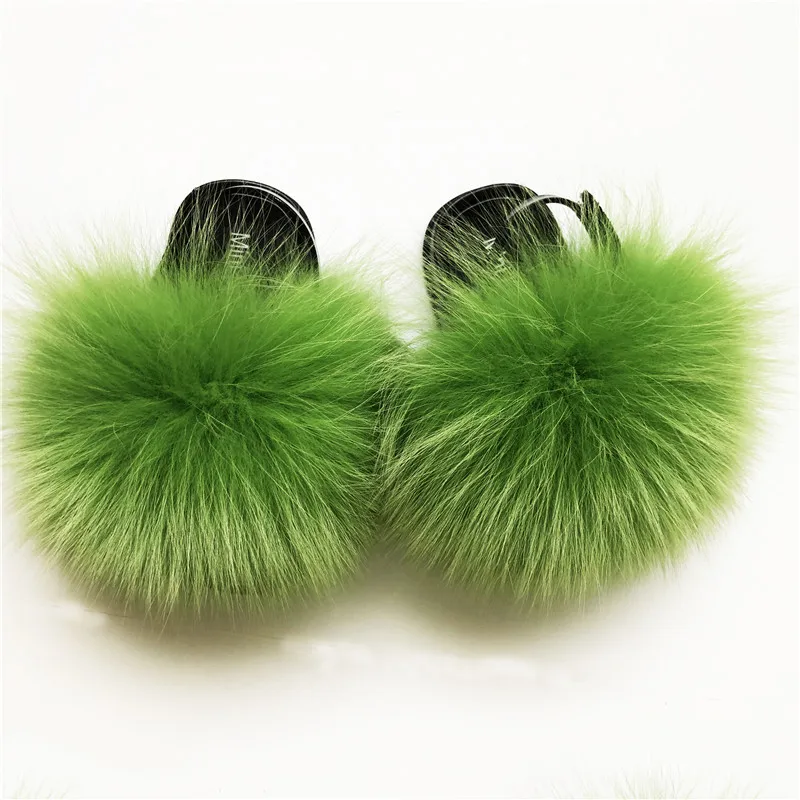 Шлепанцы детские из натурального Лисьего меха, модные сандалии для маленьких девочек, меховые Тапочки