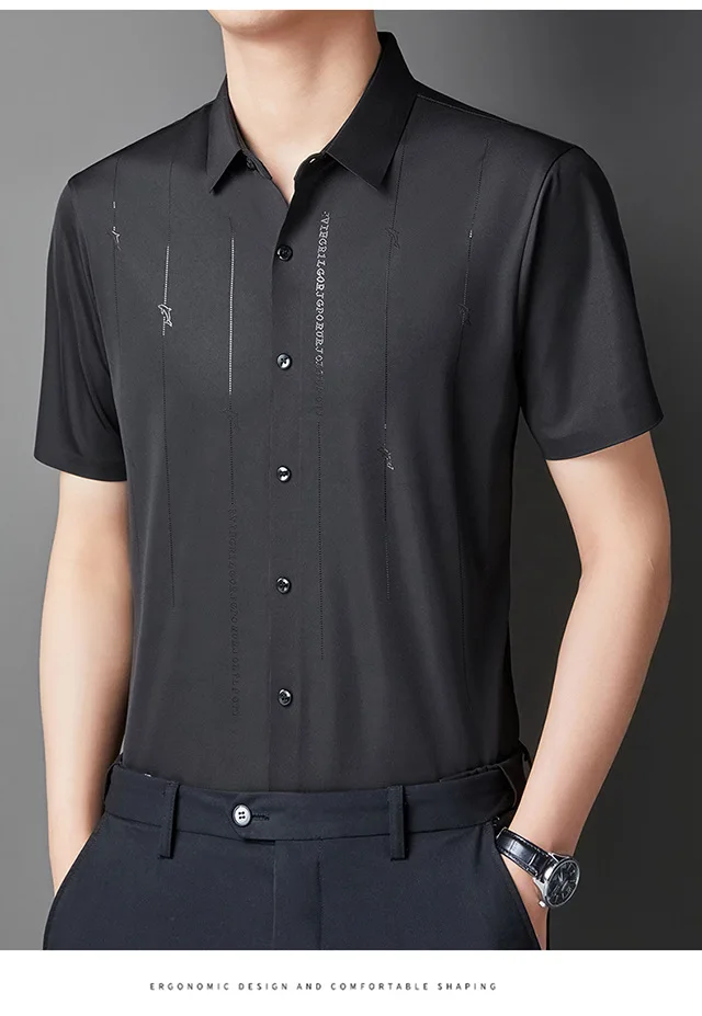 Liu Ming Custom Logo Wholesale Summer New Men Clothing Popular Short Sleeve Turn Down Collar Business Breathable T Shirts