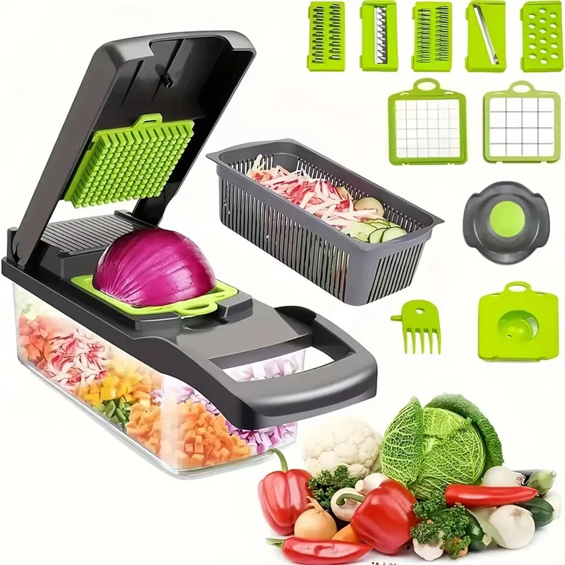 Factory Wholesale Kitchen Tools 14 in 1 Vegetable Cutter Manual Mandoline Fruit Vegetable Cutter Onion Dicer Chopper