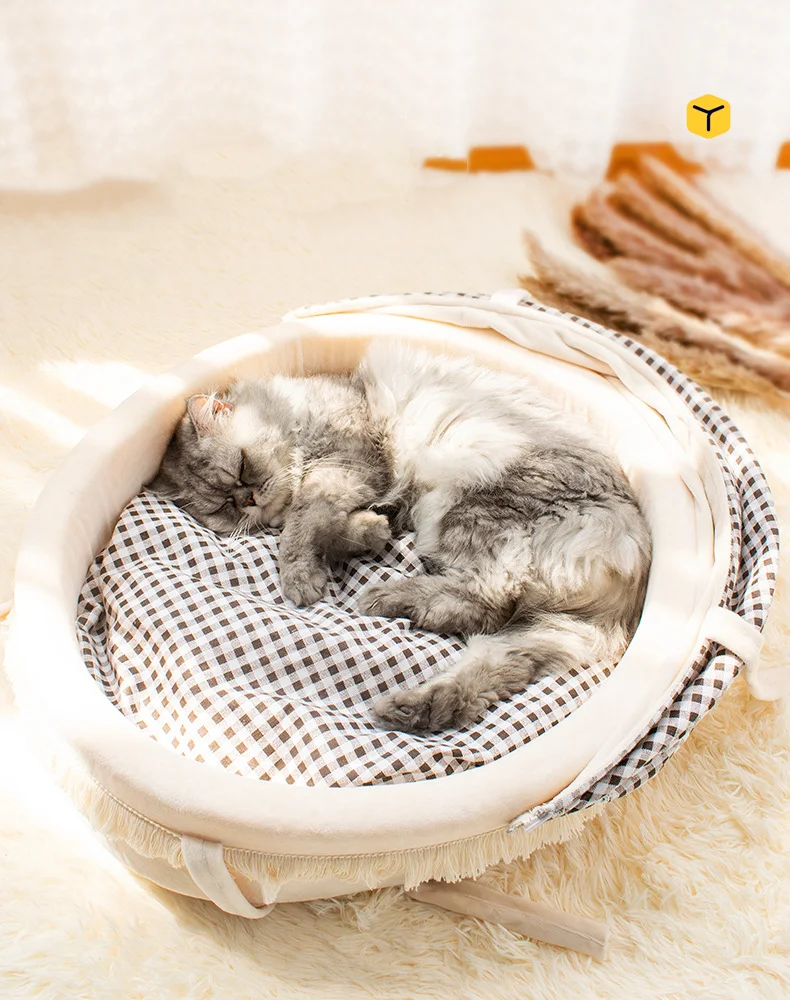 Custom design deep sleep soft cat bed plush fluffy pet bed