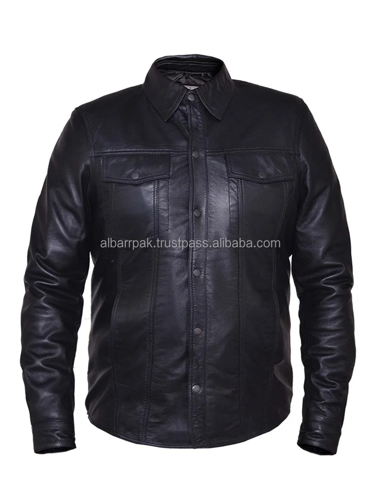 021 New Men's Genuine Lambskin Leather Shirt Jacket Stylish Soft Slim Fit Shirt