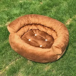 Antibiosis feature washable luxury dog pet bed sofa round tufted velvet dog bed