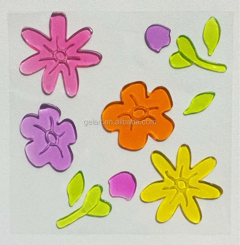 Colorful  Flower Stars Design Decorative  Custom Jelly Gel Stickers Gel Window Clings