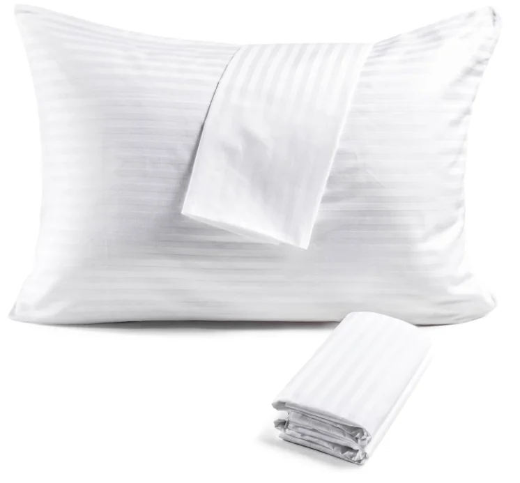 Hersteller Qualität OEKO-TEX 2 Pack Stripe Design Hotel Weiße Baumwolle Kissen bezüge mit Unsichtbarem Reiß verschluss