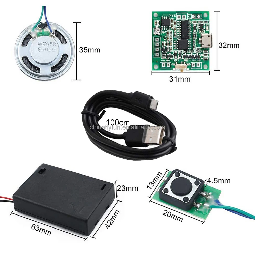 Diymall Recordable Sound Module Button Control 8m Mp3 Wav Music Voice