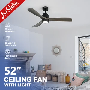 1stshine LED Ceiling Fan Smart Control Economical Home Grey Wood Blades Dimmable LED Ceiling Light with Fan