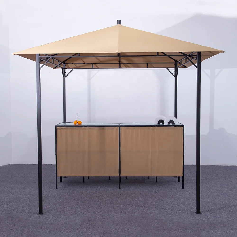 Steel Gazebo Party Pavilion 4x4 Gazebo With Glass Table And Bar Chair