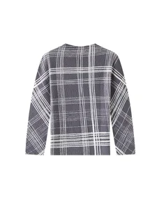 Miyake Spring Polyester Elegant Solid Color Crewneck Base Shirt Women's New Style Pleated Niche Design Long Sleeve T-shirt