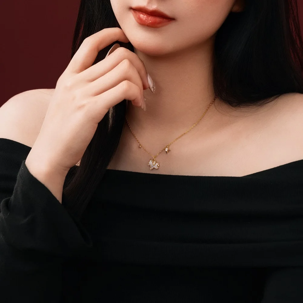 KAKODIY Fashion Design Exquisite Pendant 925 Sterling Silver Chain 5A Cubic Zirconia Shell Unicorn Star Pendant Necklace Jewelry detail 5