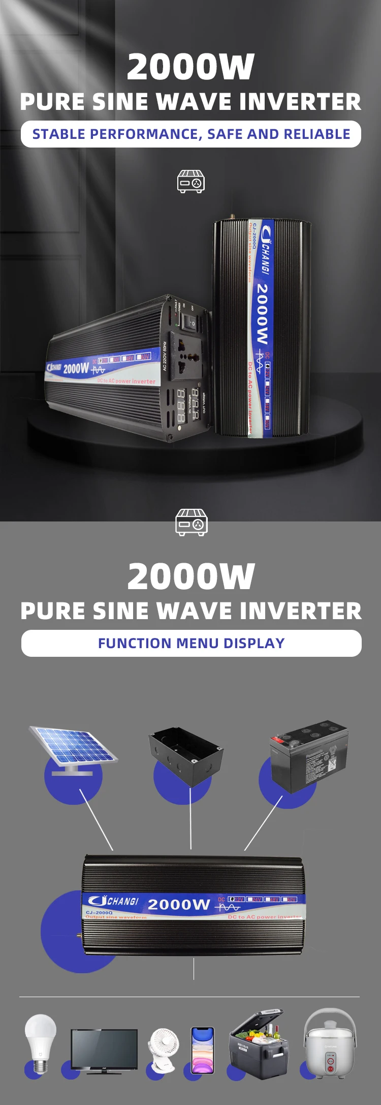 Pure Sine Wave Inverter 8000w 5000w 6000w Dc12v 24v To Ac220v 50hz 60hz ...