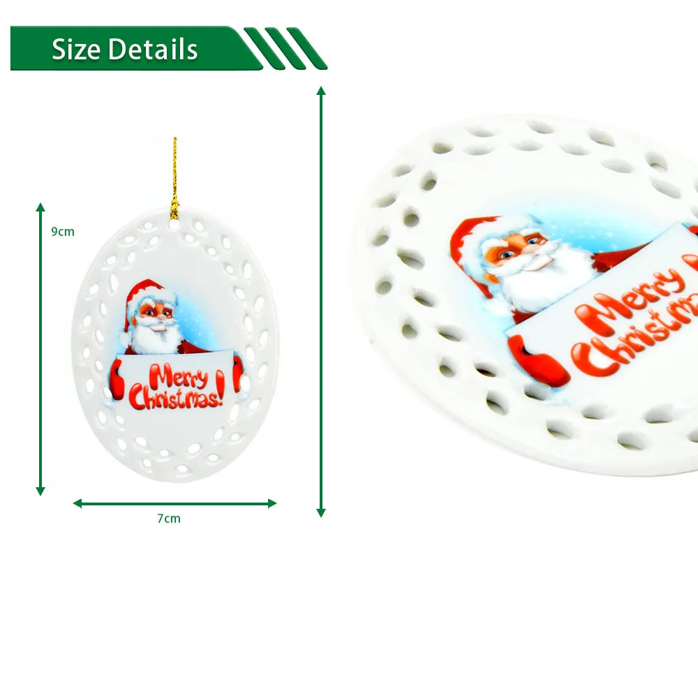 Пустые украшения, подвесные для украшений, рождественские сублимационные рождественские керамические Овальные Рисовые отверстия