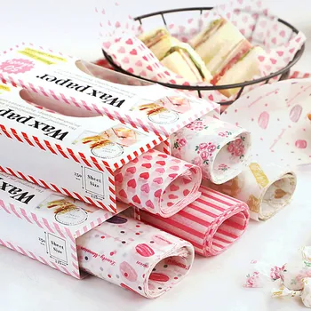 50Pcs/Lot Wax Paper Food Grade Grease Paper Food Wrappers Wrapping Paper For Bread Candy Cake Burger Fries Oilpaper Baking Tools