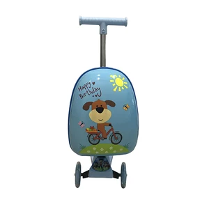 Wholesale Customized Logo High Quality 16 Inch Three Wheel  Travel Trolley Suitcase Kids Luggage Scooter