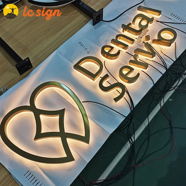 Logo Design Service 3D Metal Back Lighted Signs  Led Letter Sign for Shop Indoor Business Sign Board