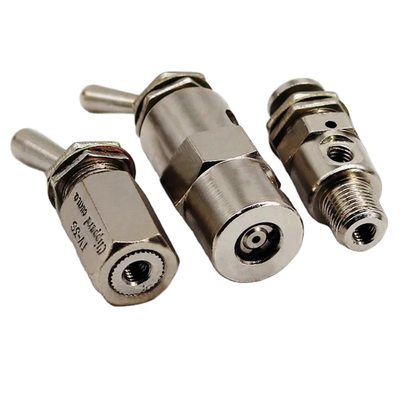 Silver Tone Air Pneumatic Toggle Switch Valve TV-3S TAC-4V/3V TAC-4P/3P Manual E