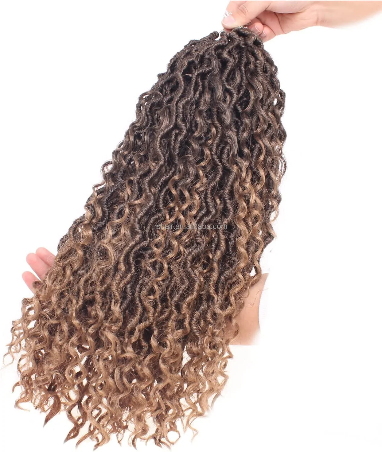 Curly Faux Locs Soft Pre Looped Faux Locs Synthetic Braiding Hair 