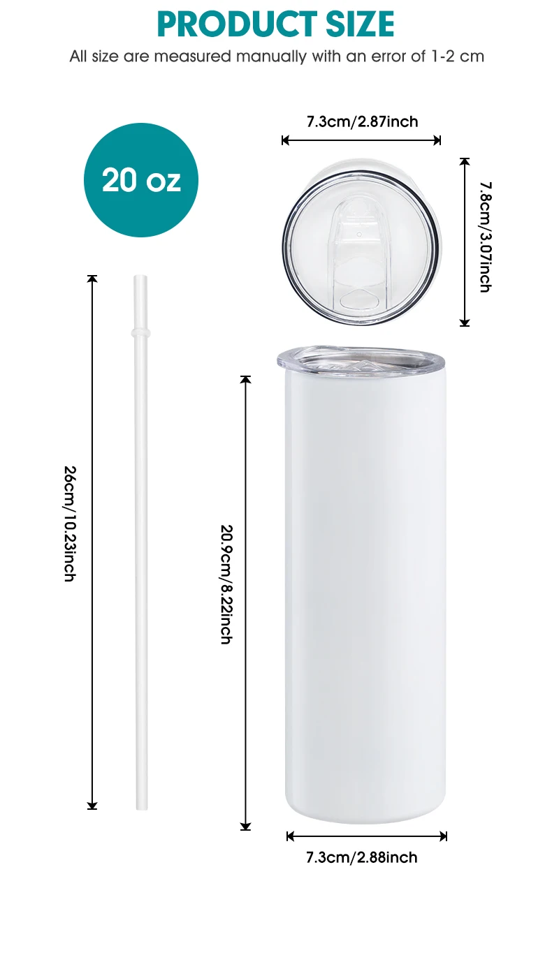 Usa Warehouse White Blanks Sublimation Tumbler Edge Stainless Steel