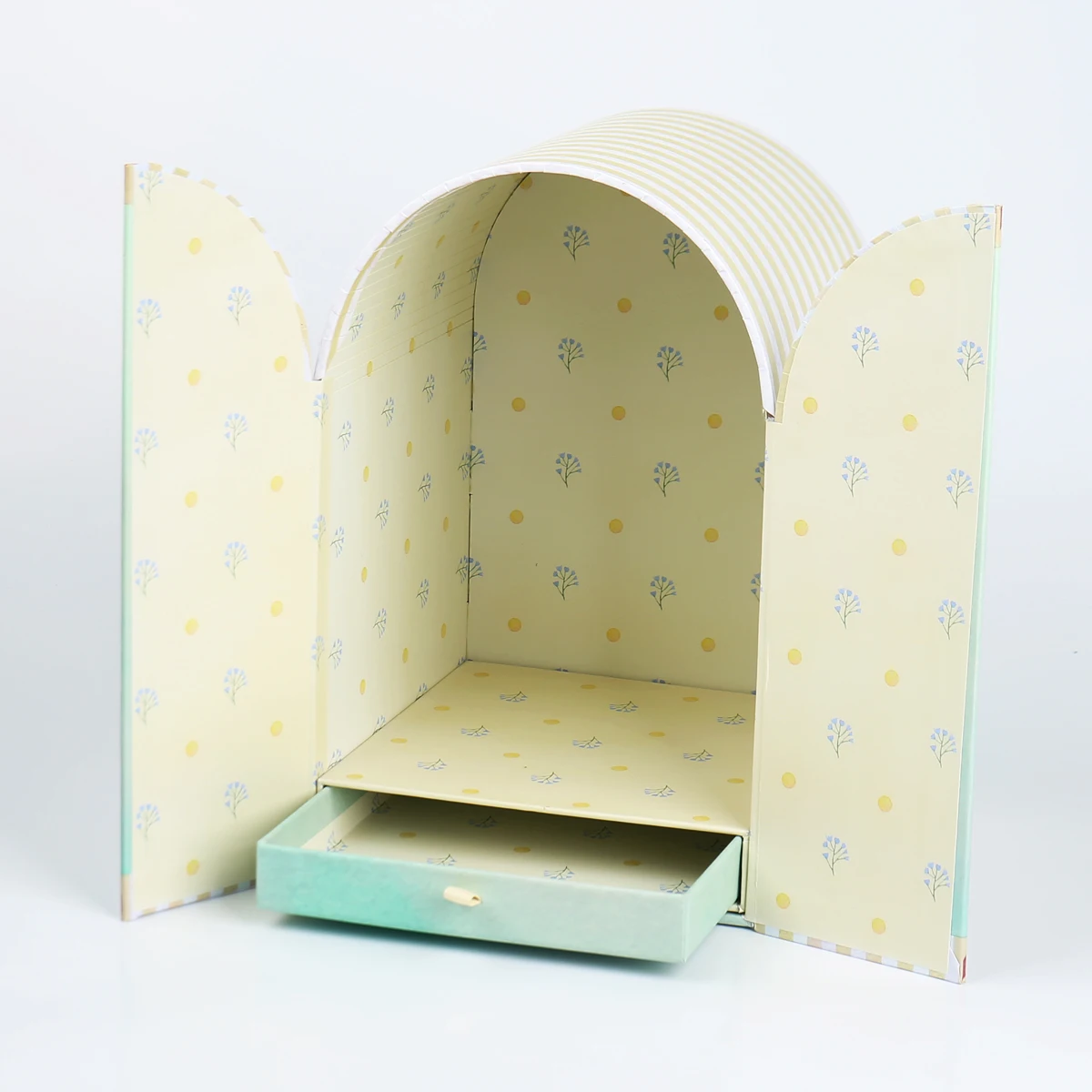 Custom Double-Door Flip Box with Embossed Paperboard Rigid Gift Packaging Sponge Lining Drawer Inner Box