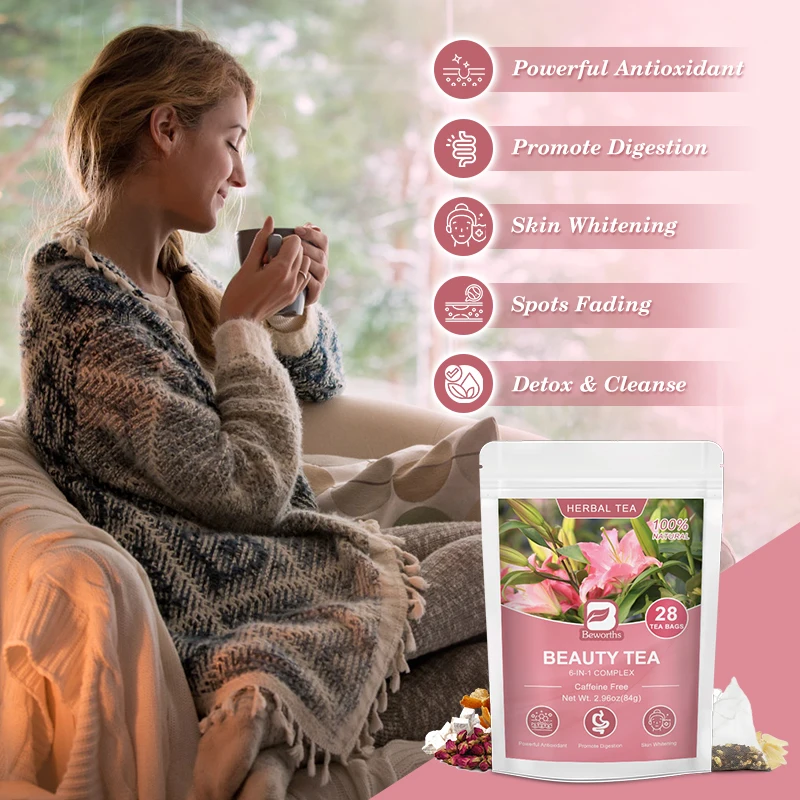 Beworths 28 Days Skin Beauty Tea Bag Healthy Natural 6 in 1 Complex Herbal Tea Flavor Tea