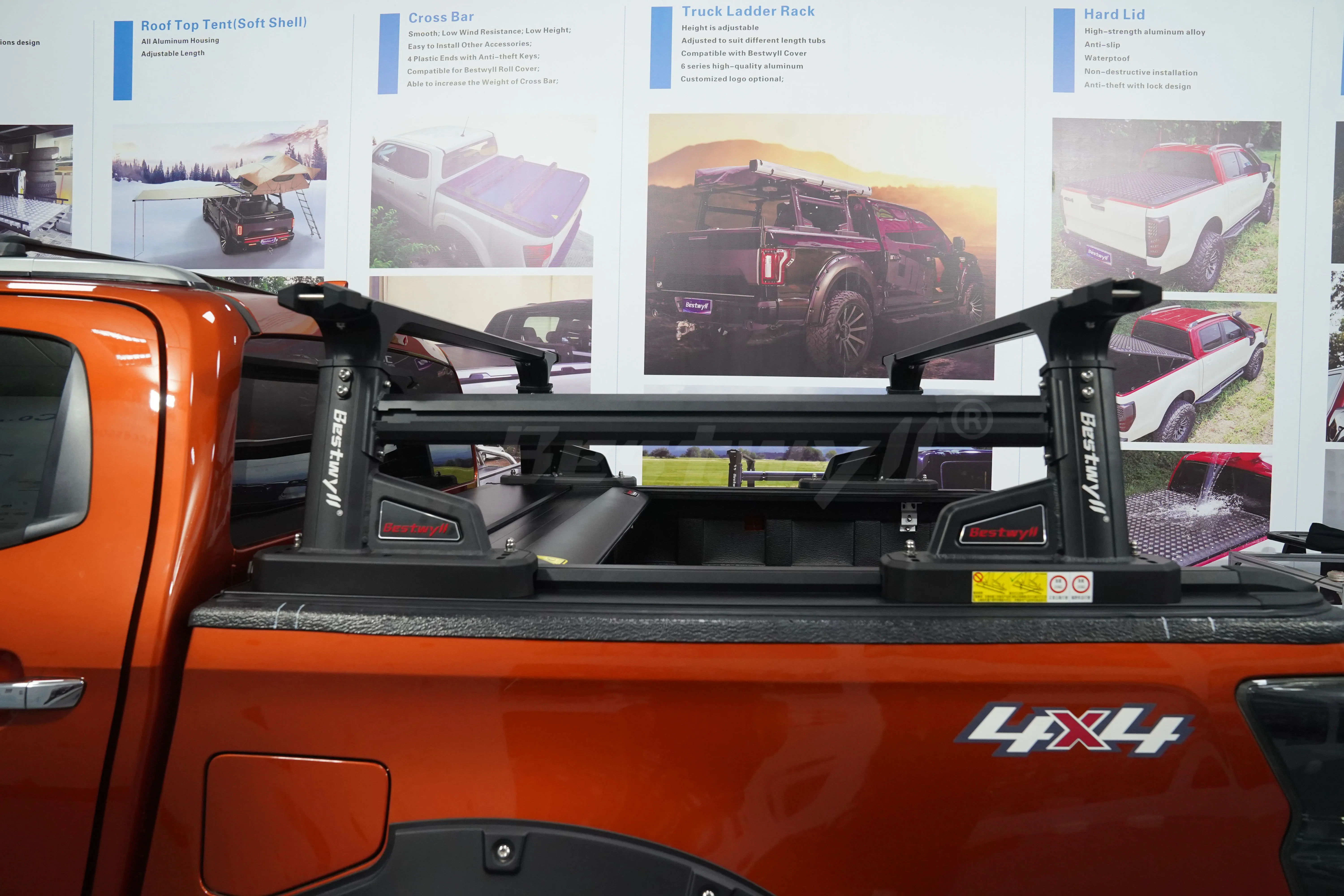 BESTWYLL Car Accessories Heavy Duty Pick up Universal Tub Rack Truck Bed Ladder Racks for Pickups Truck Bed Rack for Isuzu Dmax