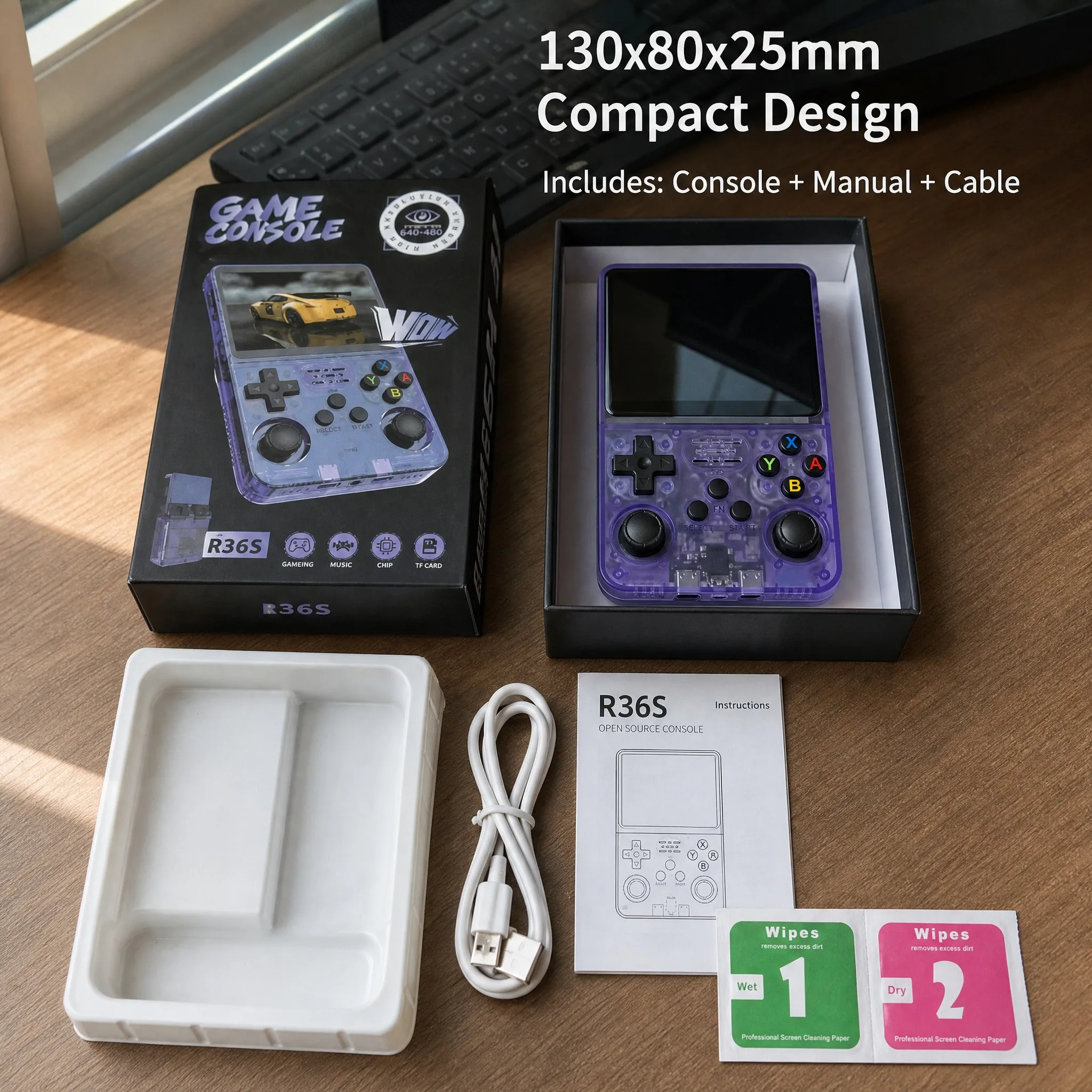 R36S Open Source Handheld Game Console Purple Transparent - detail image 4