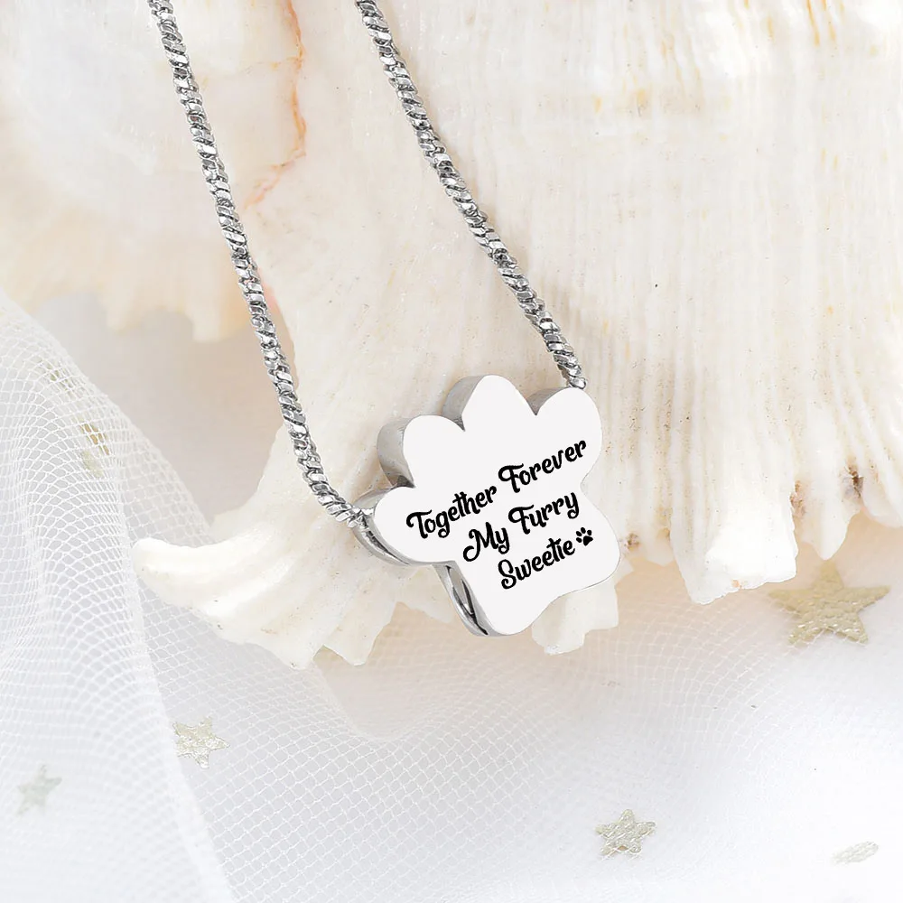 Cremation jewelry cat paw stainless steel urn necklace to commemorate pets / relatives seven styles of optional aluminum urns