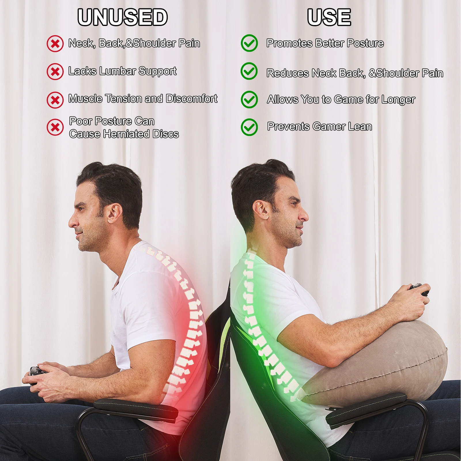 Ergonomic Inflatable Travel Pillow for Gaming Office Work OEM