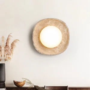 Vintage Song Dynasty RGB LED Wall Lamp Retro Indoor 220V Lighting with Stone Shade for Living & Dining Room