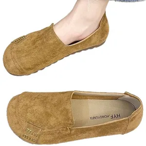 Head Single Shoes Women 2026 Spring Autumn New Forest Style for Women's Casual Slip-On Flat Loafers Canvas Upper Cloth