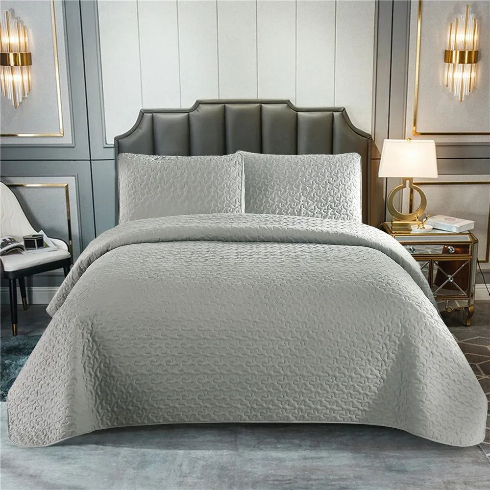 Бесплатная иглы серого белого цвета сплошной цвет обычный отель одеяло покрывало крышка