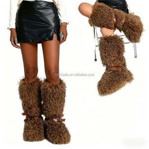 BUSY GIRL RS9251 2026 Brown Fur Boots Women Custom Boots Daily Casual Style Breathable Anti-Slip Warming Fur Boots for Ladies