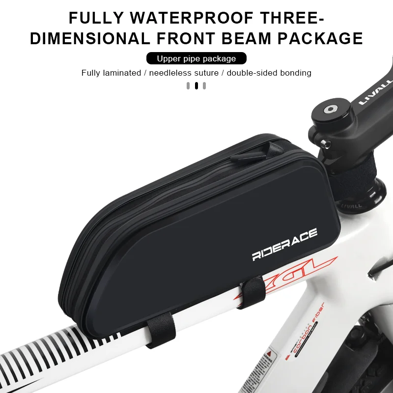 RIDERACE Bike Top Tube Bag Waterproof Durable Cycling Storage Bag MTB Road Bicycle Handlebar Front Bag Ultralight Frame Pouch